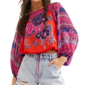 Free People Silky Sheer printed top - XS